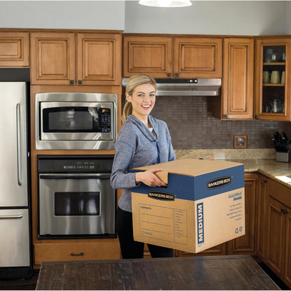 Bankers Box Large Prime Moving Box 6 Pack, Reinforced Handles, Tape-Free Assembly, Attached Lid, 18-in x 18-in x 24-in (0062904)