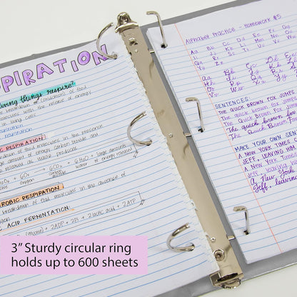 BAZIC Products 3 Ring Binder 3" View Binders Slant D Ring Organizer - White, Hold 600 Sheets Paper, for School Office Home, 2-Count