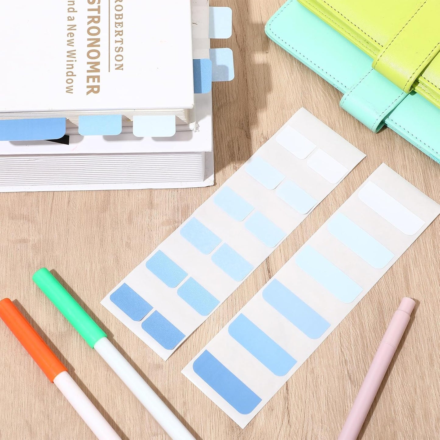 Janlaugh 300 Pcs Sticky Index Book Tabs Bible Tabs Gradient Repositionable Page Tab Labels for Notebooks File Classification(Sage Green)