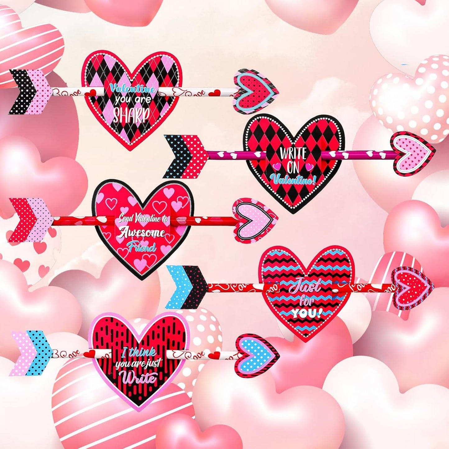 72PCS Valentine's Day Pencils,Wooden Heart Pencil with Eraser,Red Heart Pencil,Bullk Pencils for Exchange Gifts,Kids School Rewards Giveways Party Favors