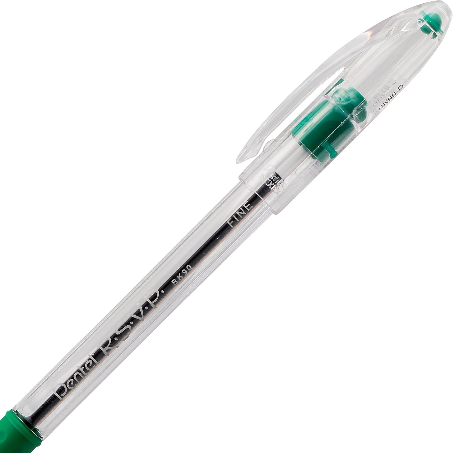 Pentel RSVP Ballpoint Pen, Fine Line, (0.7mm), Black Ink (BK90-A) (Pack of 1, 12 Count Total)