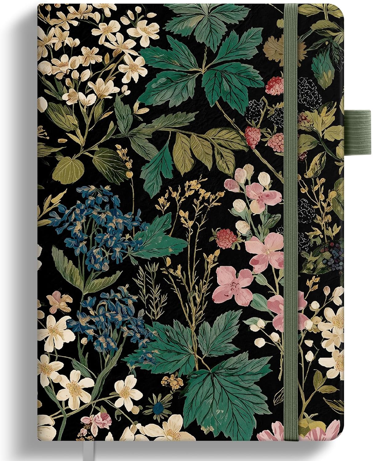 Taja Pretty Lined Journal for Women, Aesthetic Cute Hardcover Leather Journal for Writing, A5 College Ruled Notebook for Work & Note Taking, Perfect for Office School Home, 160 Pages, Meadow Flowers