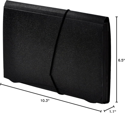 Lion 13-Pocket Small Ex panding File, 5-3/4 x 8-1/2 Inches, Black, 1 File (94300-BK)
