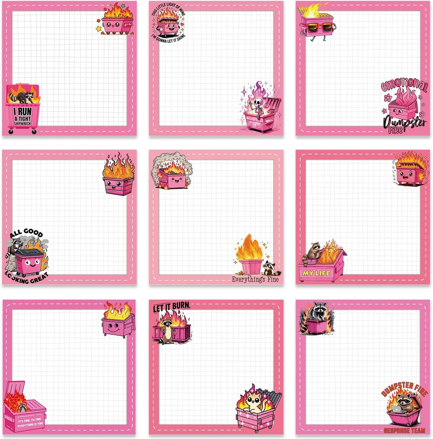 Inspirational Sticky Notes Gifts - 9 Pack Funny Positive Quotes Notepads 3x3 Inches, Fun Motivational Self-Adhesive Memo Pads Office Study Supplies for Friends Coworkers (450 Sheets)