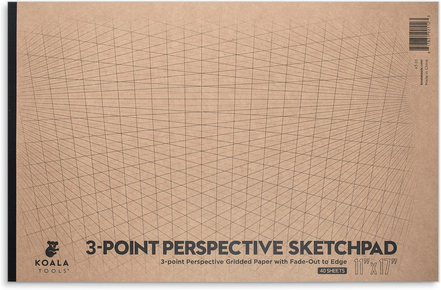 Koala Tools | Drawing Perspective (1 and 2-Point) Large Sketch Pad (1 Point - 9 x 12)