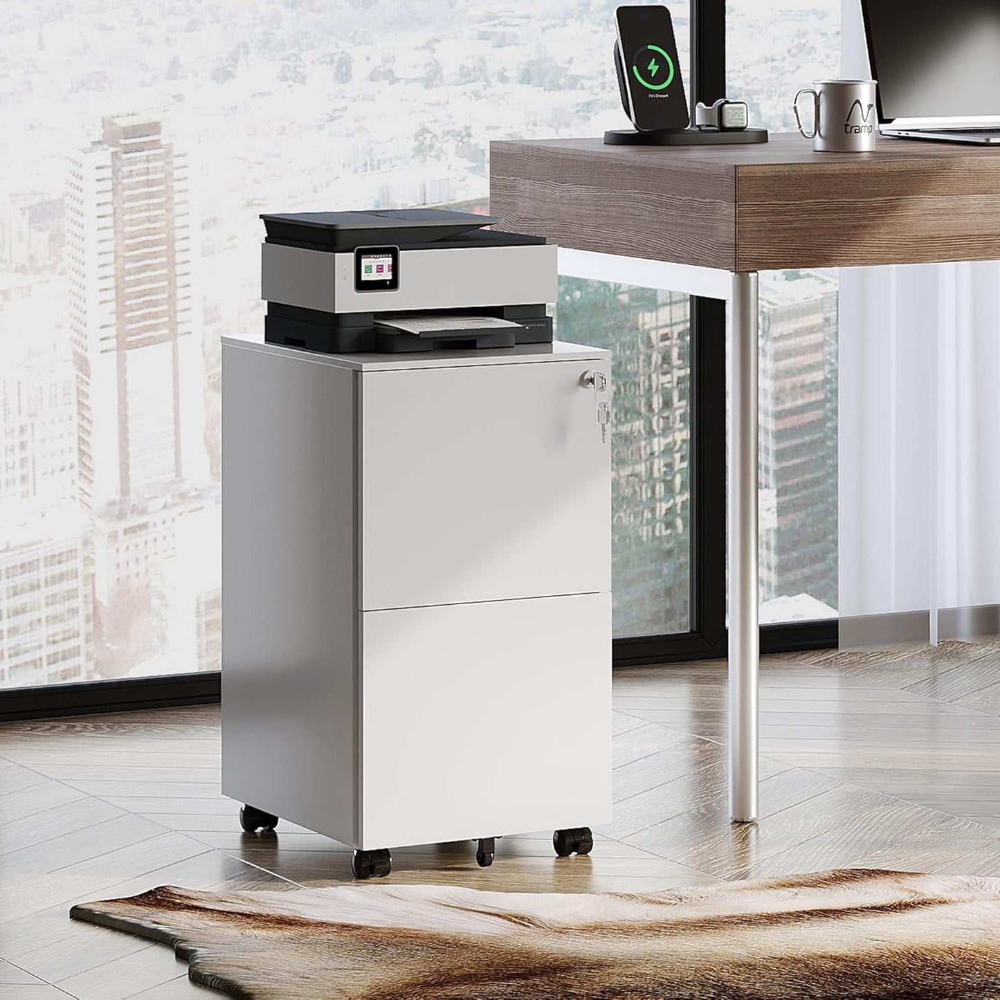 DEVAISE 3 Drawer Mobile File Cabinet Under Desk Office, Fully Assembled Except Casters, Letter/Legal Size, Black