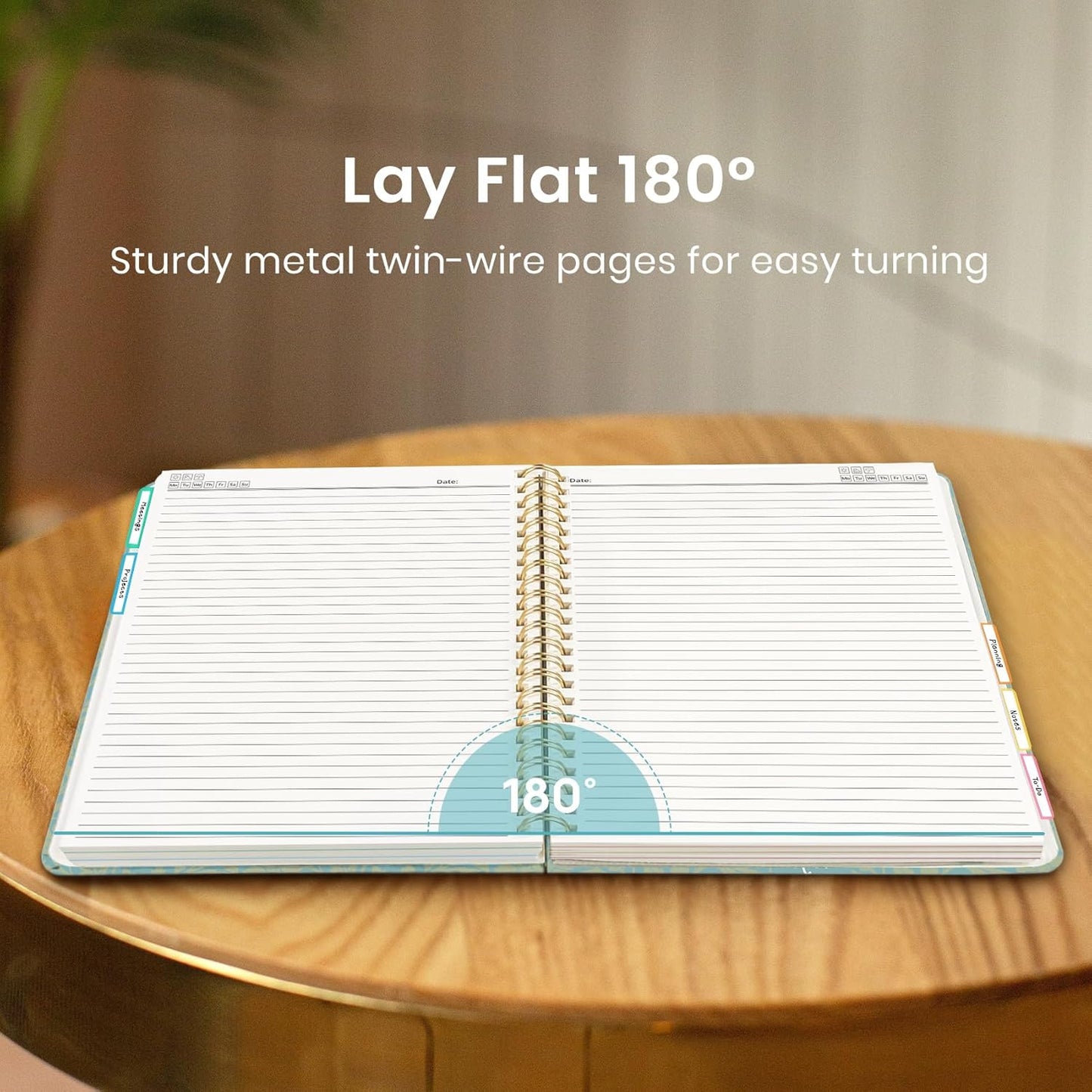 Large Lined Spiral Journal for Women Cute Hardcover 5 Subject Notebook for Work 8.5" x 11" with Removable Dividers & Tabs, College Ruled, 280 Pages Aesthetic Journal for Work, School & Note Taking, Garden of Whimsy