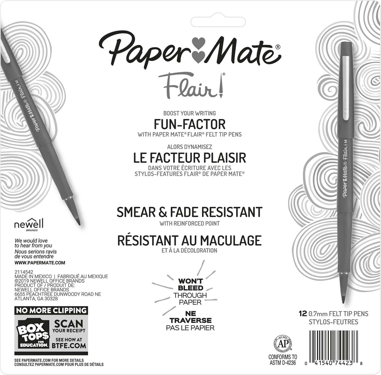 Paper Mate Flair Felt Tip Pens, Medium Point (0.7mm), 12 Count - For Arts & Crafts, Note-Taking, Journaling, School Supplies for Teachers & Students