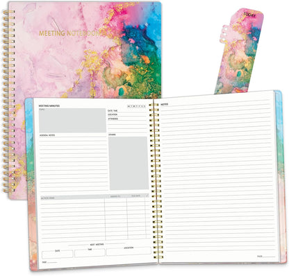 SUNEE Half Meeting Half Note - 7.5"x10" Professional Notebooks for Work - 160 Pages, B5 Size Project Planner, Spiral Meeting Agenda/Minutes Organizer for Women Men, Note Taking, Office & Business