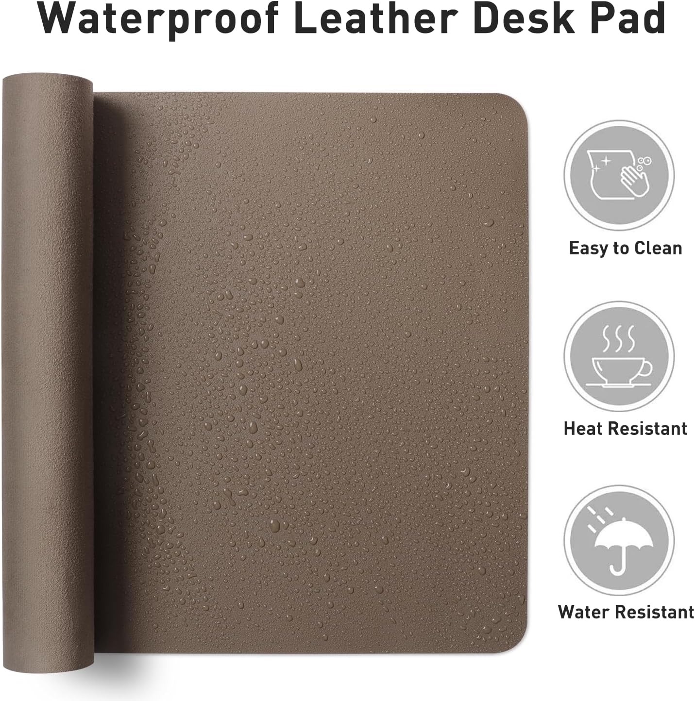 Aothia Non-Slip Waterproof PU Leather Desk Pad Protector for Mouse, Writing Desk, Office, Home, Laptop Blotter, 23.6" x 13.7", Black - Colors B