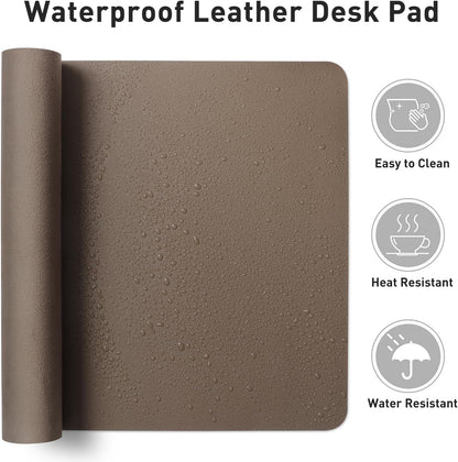Aothia Non-Slip Waterproof PU Leather Desk Pad Protector for Mouse, Writing Desk, Office, Home, Laptop Blotter, 23.6" x 13.7", Black - Colors B