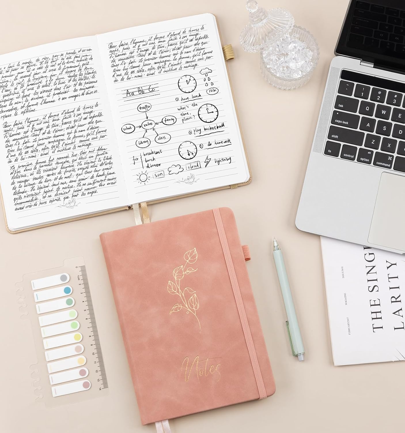 Lined Journal Notebook for Women Men, A5 Hardcover Leather Journals for Writing, 200 Pages Thick Paper, Daily Journal Notebook for Work, School, Note Taking, Business, Travel, College Ruled