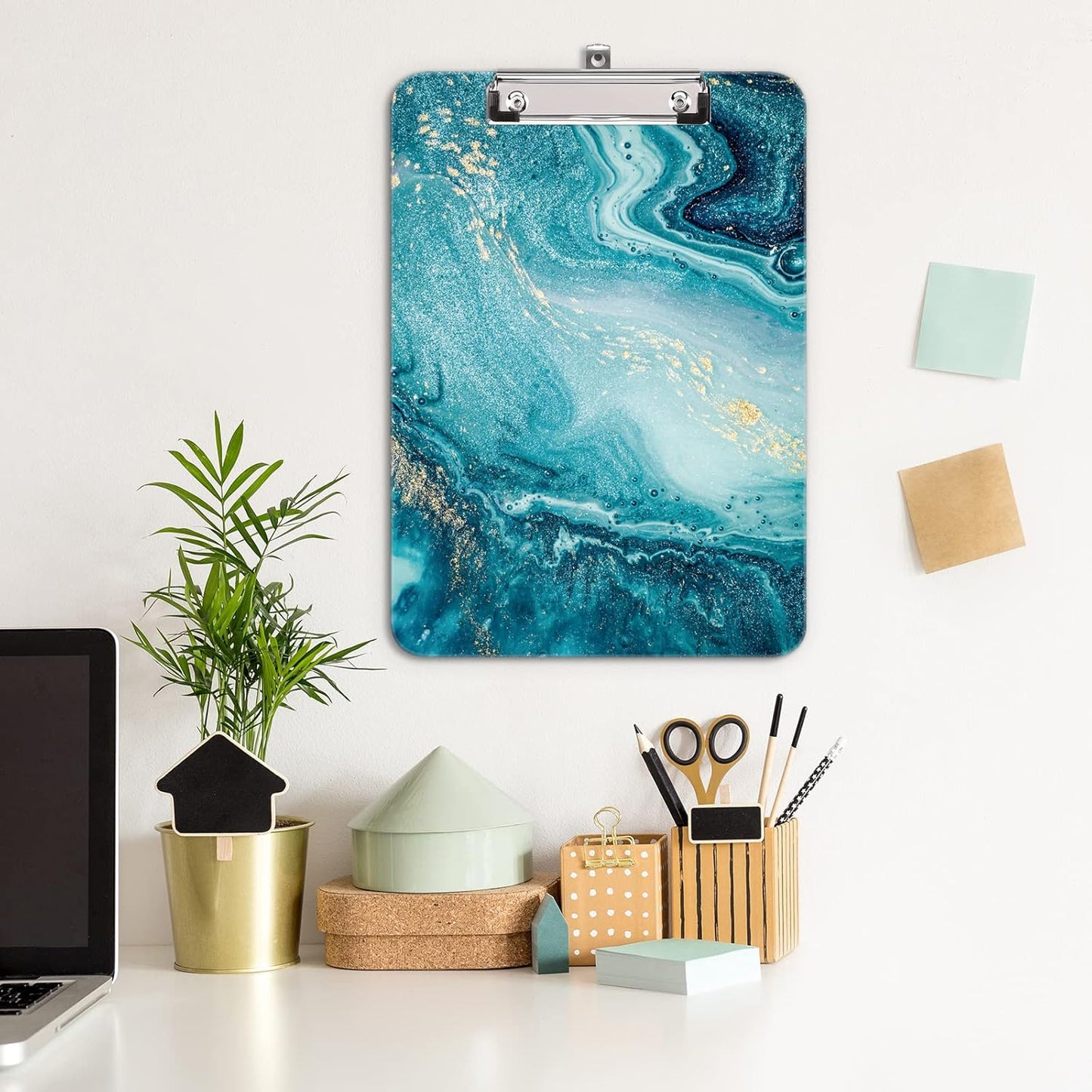 Hongri Plastic Cute Clipboard, Letter Size for Students, Teacher, Woman and Kids, Low Profile Clip, Decorative Pattern, Size 9 x 12.5 in, Dream Marble