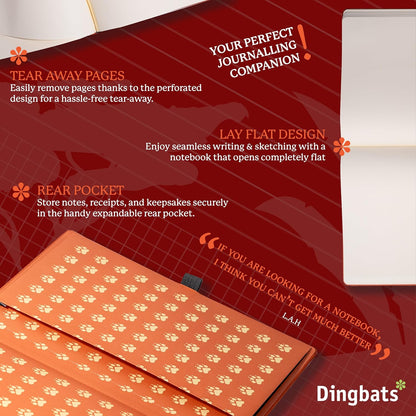 Dingbats* - Wildlife Lined Extra Large A4 Notebook - PU Leather Hardcover Journal for Work, Writing - Pocket, Elastic Closure, Pen Holder, Bookmark