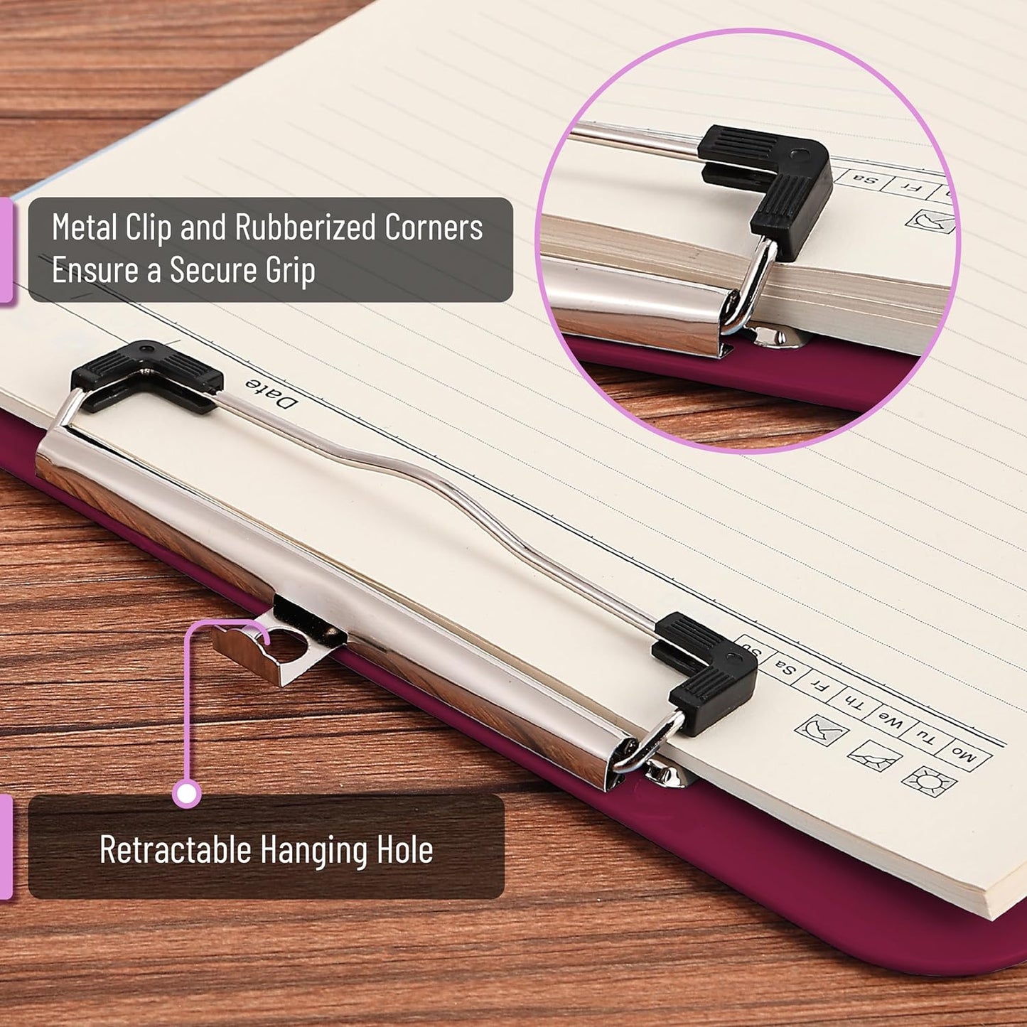 Mr. Pen- Plastic Clipboard, Letter Size, Black, Clipboard Plastic, Low-Profile Metal Clip with Retractable Hanging Hole
