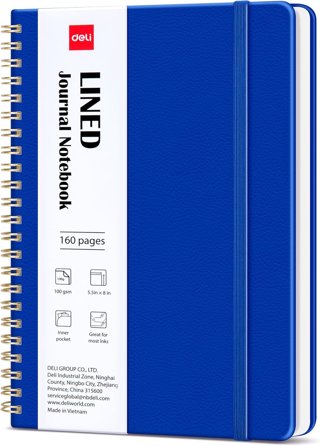 deli Rose Red Lined Spiral Journal Notebook, 160 Pages, A5 (5.5"x8") Hardcover Writing Notebook, College Ruled Spiral Bound Journal for Women & Men - Perfect for Work, School, Office & Note Taking