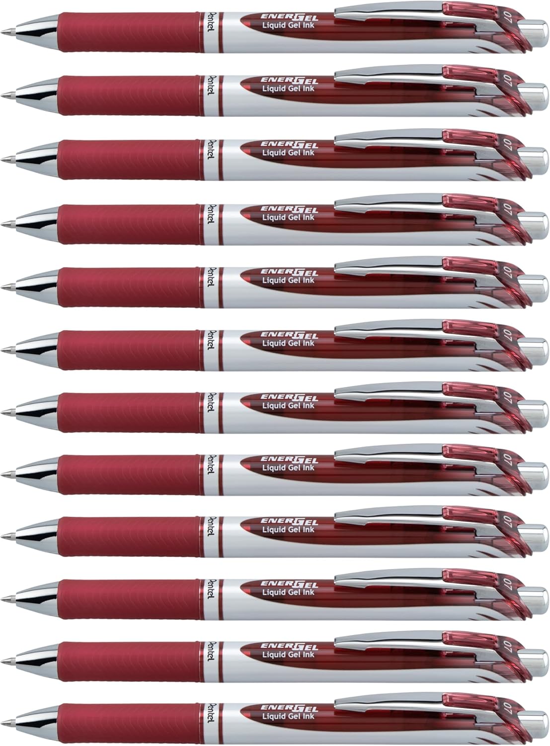 Pentel EnerGel RTX Retractable Liquid Gel Pen, (0.7mm) Medium Line, Metal Tip, Black Ink, Box of 12 (BL77-A)