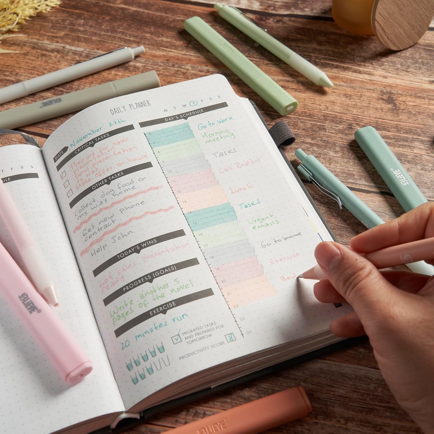 BLIEVE - Aesthetic Highlighters and Gel Pens With Soft Ink and Chisel Tip, Bible Highlighters and Pens No Bleed, Dry Fast Easy to Hold, for Bible Journaling Planner School Supplies (MORANDI)