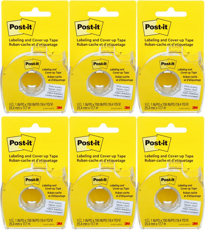 Post-it : Removable Cover-Up Tape, Non-Refillable, 1" x 700" roll -:- Sold as 6 Packs of - 1 - / - Total of 6 Each