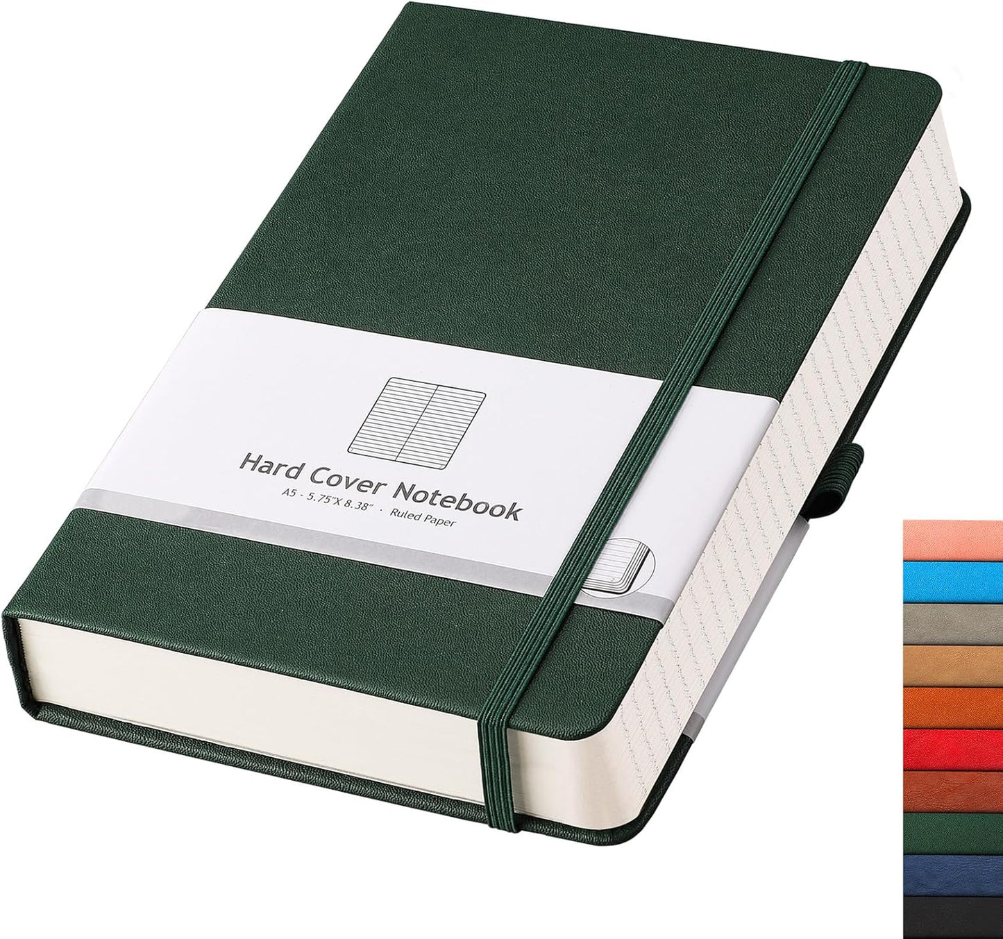 AHGXG 8.5''×11'' Notebook College Ruled - Large A4 Notebook Lined Journal - 320 Pages Thick Journal for Writing, 100gsm Thick Paper, Leather Softcover, for Work School - Black