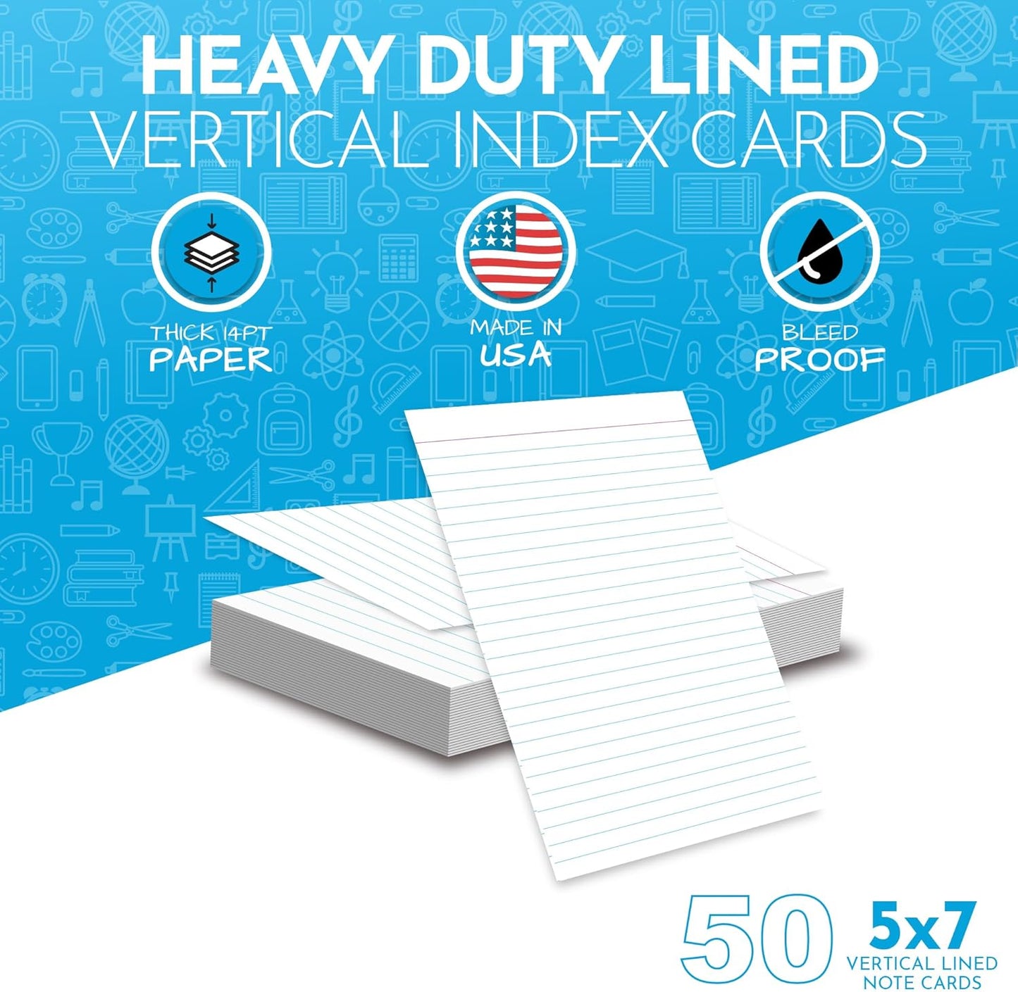 Home Advantage Vertically Ruled White Mini Index Cards, Note Cards (3x5)