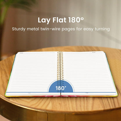 Taja Lined Spiral Journal Notebook for Women, A5 Cute College Ruled Hardcover Notebook for Work & Note Taking, Pretty Journal for Writing, 140 Pages, Flower Garden