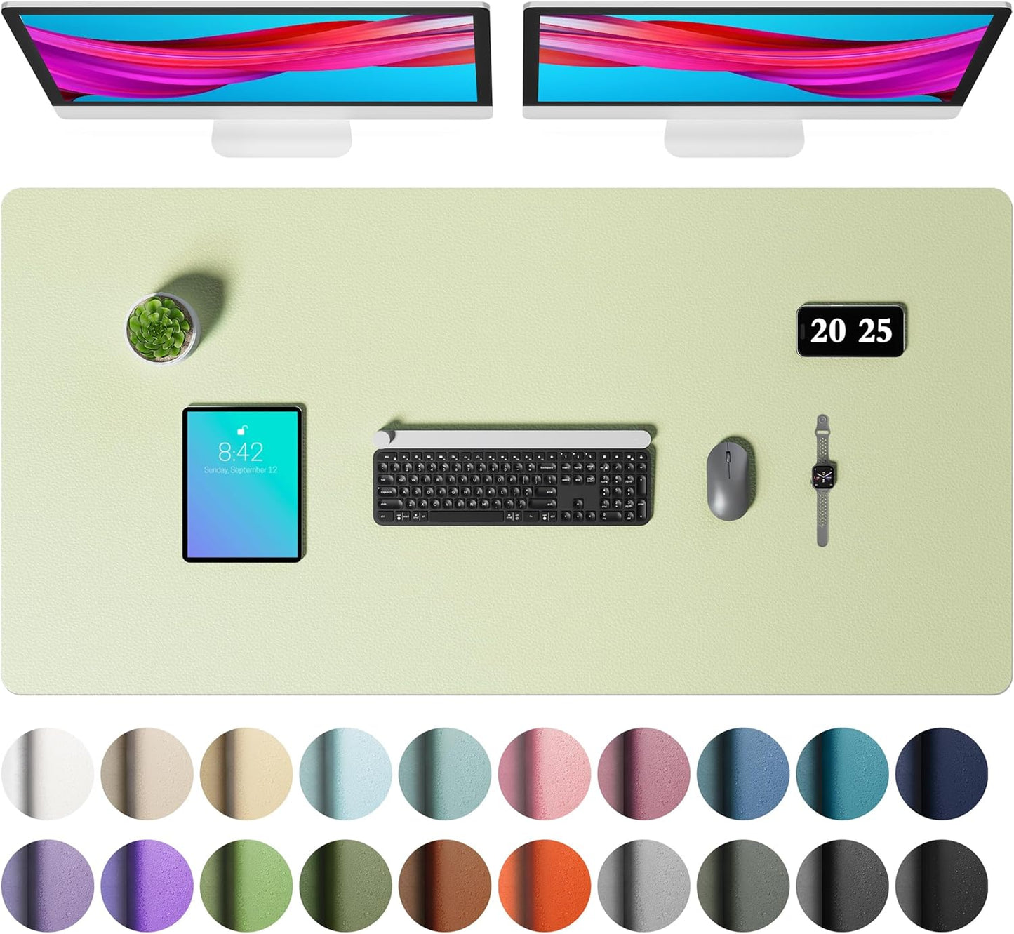 Aothia Non-Slip Waterproof PU Leather Desk Pad Protector for Mouse, Writing Desk, Office, Home, Laptop Blotter, 23.6" x 13.7", Black - Colors A