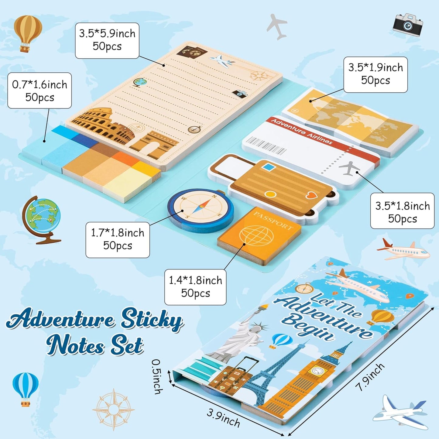 B1ykin Cute Sticky Notes Set - Stay Alive Skeleton Shaped Self-Stick Notes Pad, 550 Sheets Writing Memo Pages Sticky Notepad for Teacher Appreciation Gifts, School Office Supplies (Funny Skeleton) - Colors A