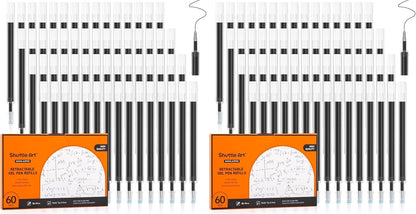 Retractable Gel Pen Refills, Shuttle Art 30 Pack Black Rollerball Gel Ink Pens Refills, Bulk Set, 0.7mm Fine Point for Writing Journaling Taking Notes School Office Home