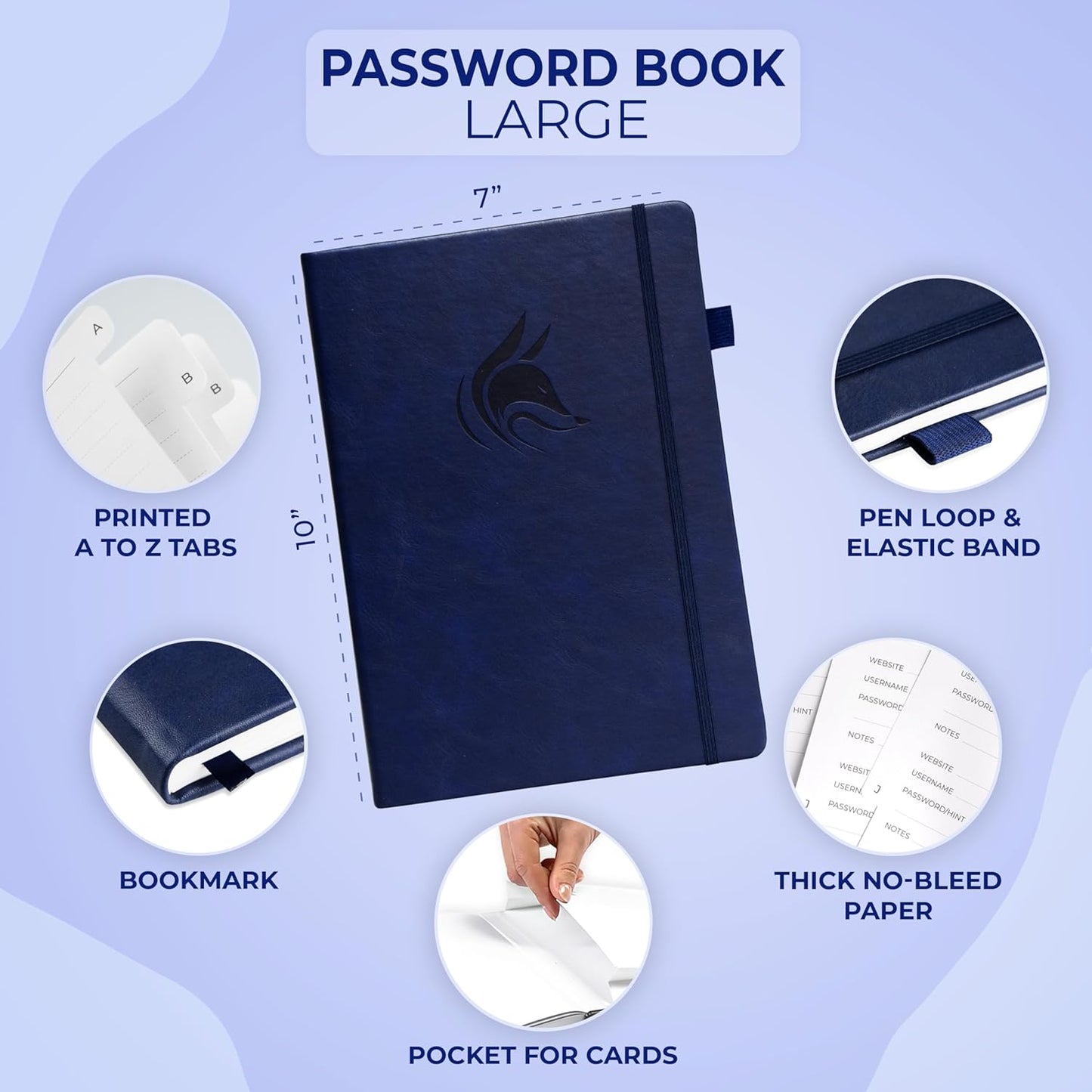Clever Fox Password Book with alphabetical tabs. Internet Address Organizer Logbook. Small Pocket Password Keeper for Website Logins (Orange)