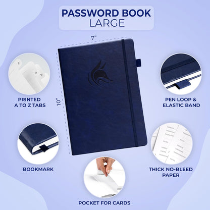 Clever Fox Password Book with alphabetical tabs. Internet Address Organizer Logbook. Small Pocket Password Keeper for Website Logins (Orange)