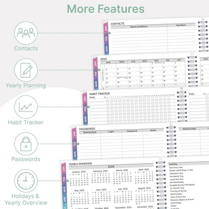 2026 Appointment Book, 30 Minutes-Hourly, Weekly ＆ Monthly Calendar Planner 2026, Jan 2026 - Dec 2026, 8.5'' x 11'', 2026 Daily Planner with Tabs ＆Pocket, Flexible Cover, Great for Office, Home, School