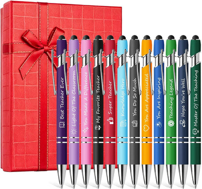 Father's Day Pen Set Gift Box - 12 Pack Black Ink Ballpoint Pens with Inspirational Quotes Fun Novelty Pens Perfect Birthday Retirement Gift for Dad Papa Father