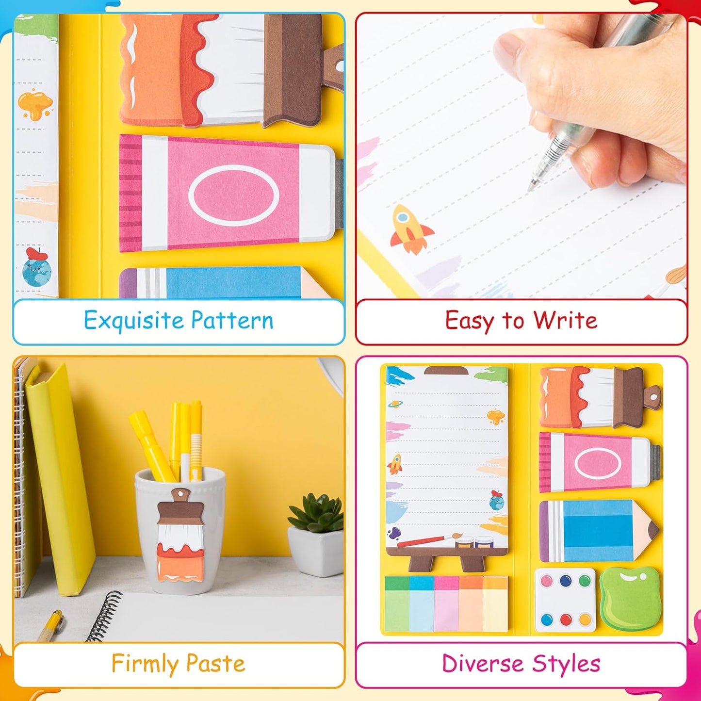 B1ykin Cute Sticky Notes Set - Stay Alive Skeleton Shaped Self-Stick Notes Pad, 550 Sheets Writing Memo Pages Sticky Notepad for Teacher Appreciation Gifts, School Office Supplies (Funny Skeleton) - Colors A