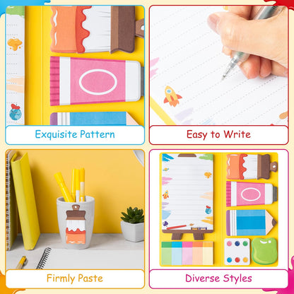 B1ykin Cute Sticky Notes Set - Stay Alive Skeleton Shaped Self-Stick Notes Pad, 550 Sheets Writing Memo Pages Sticky Notepad for Teacher Appreciation Gifts, School Office Supplies (Funny Skeleton) - Colors A