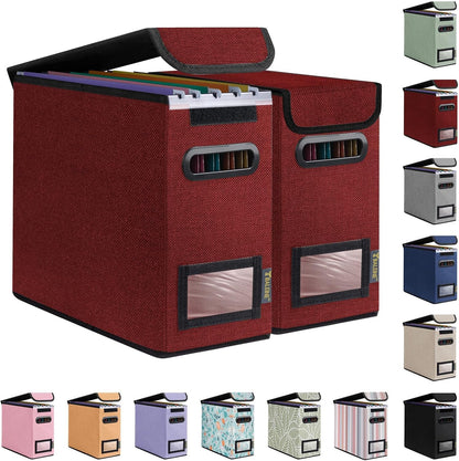 BALEINE File Organizer Box with Lid, Collapsible File Folder Organizer with Plastic Slide, Hanging File Folder Box for Office Document Storage (1 Pack, Black)