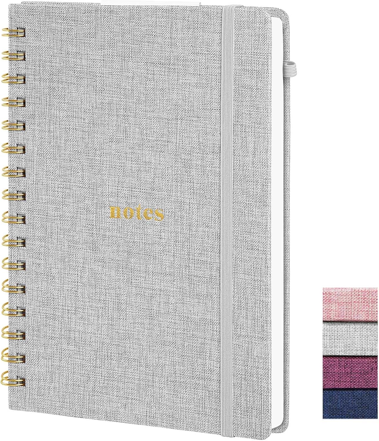 A5 Top Spiral Notebook – Hardcover Journal 160 Pages 100 GSM Thick Paper With Elastic Band & Pen Holder Steno Pads College Ruled Writing Notebooks for Work School Travel Pink