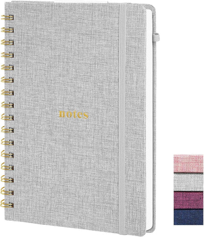 A5 Top Spiral Notebook – Hardcover Journal 160 Pages 100 GSM Thick Paper With Elastic Band & Pen Holder Steno Pads College Ruled Writing Notebooks for Work School Travel Pink