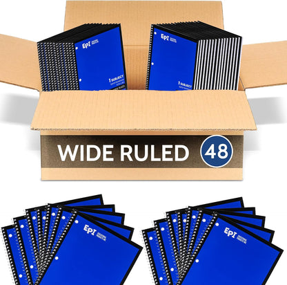 EPI Spiral Notebook | Wide - 70 Sheets, Durable Spiral Binding | 10.5 x 8 in | Classroom Supplies | School, Office, Note Taking, Journaling - 12 Pack