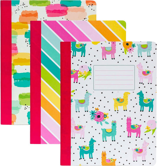 Pukka Pad, Carpe Diem Composition Notebooks - 3 Pack of Journals Featuring 140 Pages of College Ruled 80GSM Paper with Sturdy Cover Stock - 9.75 x 7.5in - Color Wash