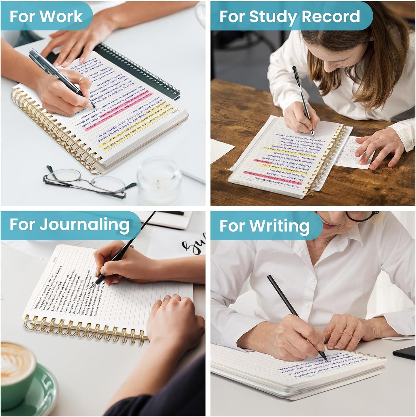 Lined Spiral Notebook Journal for Work, 300 Pages Thick B5 (7.1"x10") College Ruled Journal for Women & Writing, Hardcover Notebook for Note Taking, Perfect for Office Home School Supplies, Purple