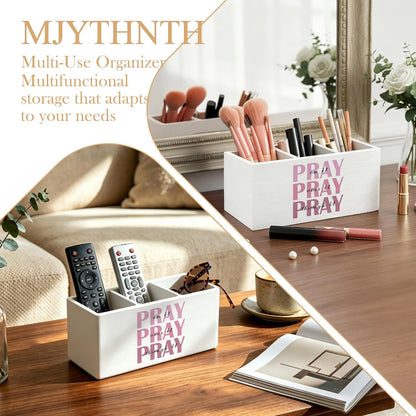 Don't Overthink It Inspirational Pencil Pen Holder for Desk, Pink Positive Affirmations Wooden Box Sign Pen Holder Organizer for Home Office School Desk Accessories