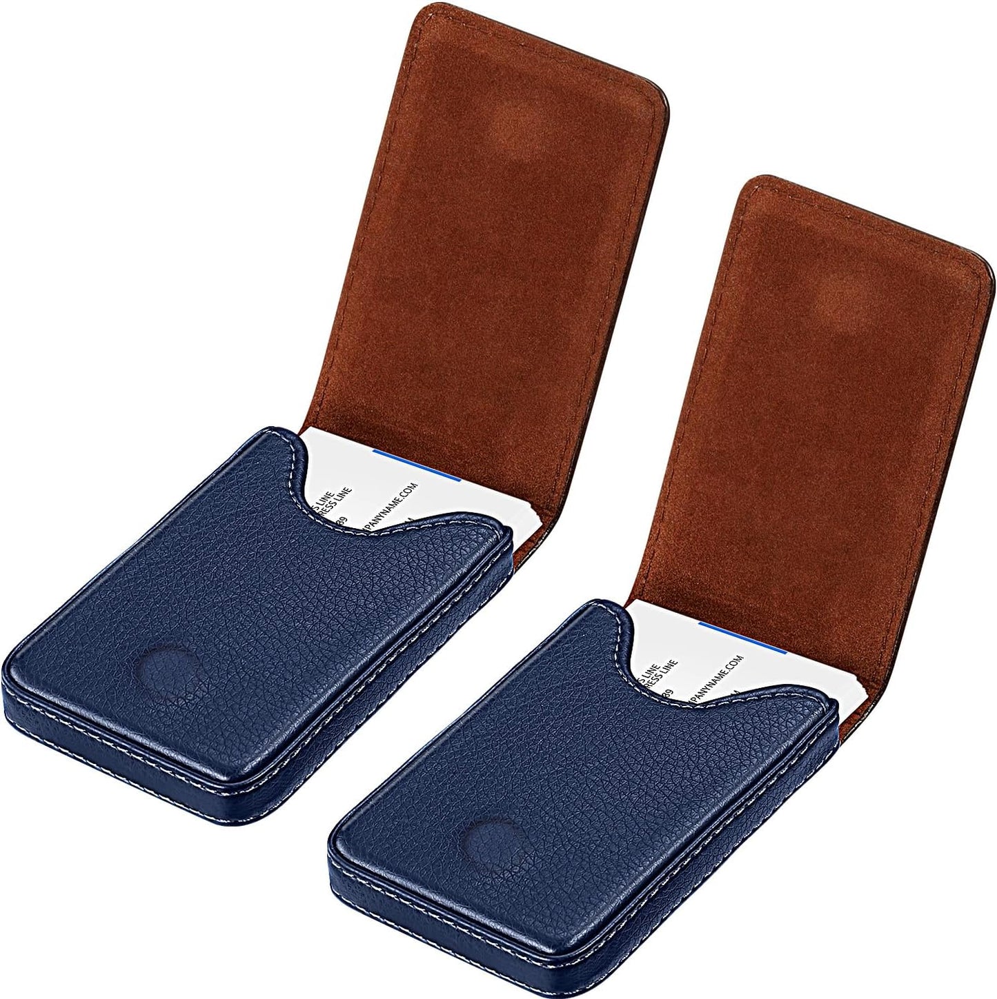 Outus 2 Pieces Business Card Holder, PU Leather Business Card Case Pocket Wallet with Magnetic Shut for Valentines Gift Men Women(Black and Coffee,Classic)