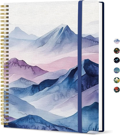 Taja Large Spiral Lined Journal for Women, 8.5" x 11" Notebooks for Work Collge Ruled, A4 Aesthetic Cute Journaling Notebooks for Writing, Plastic Cover, Celestial