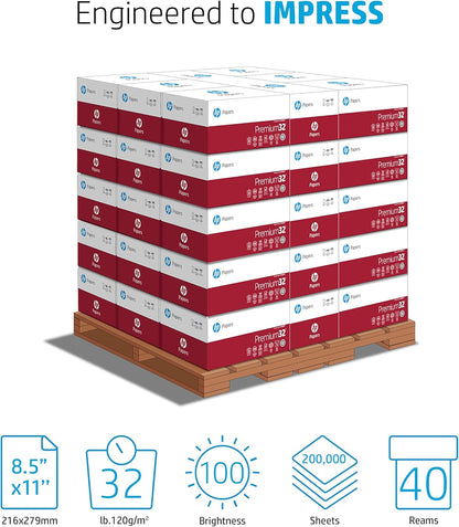 HP Printer Paper | 8.5 x 11 Paper | Premium 24 lb | 1 Ream - 500 Sheets | 100 Bright | Made in USA - FSC Certified | 112400R