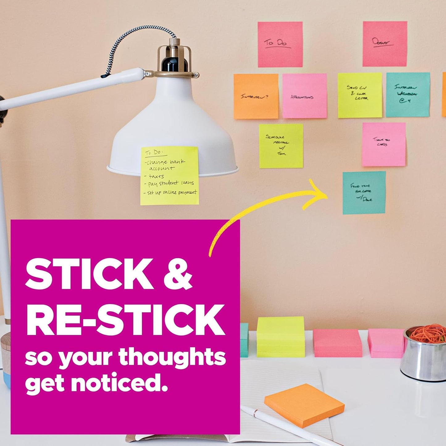Post-it Super Sticky Lined Notes, 3 Sticky Note Pads, 4 x 6 in., School Supplies for Students, Ideal for Textbooks, Notebooks, Walls and Vertical Surfaces, Supernova Neons Collection