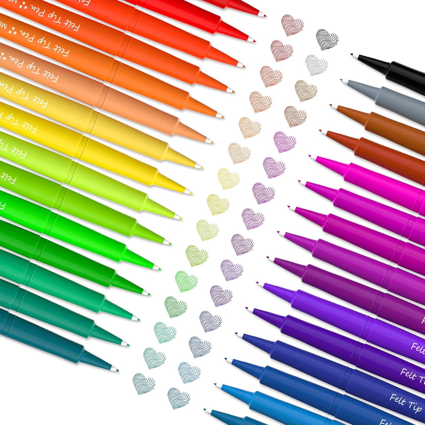 Lelix Felt Tip Pens, 30 Black Pack, 0.7mm Medium Point, Felt Tip Markers Pens for Journaling, Writing, Note Taking, Planner, Perfect for School Office and Art Supplies