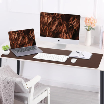 Large Desk Mat 47.2" x 17" Leather Desk Pad Protector with Natural Cork & PU Leather, Non-Slip Office Desk Mat, Large Mouse Pad, Waterproof Desk Blotter pad for Office&Home(Black)