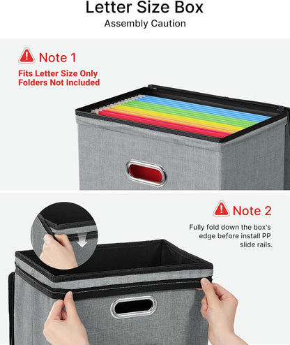 Oterri 2 Pack File Organizer Boxes with Lids, File Box with Mesh Pockets, Document Organizer Box for File Folders Letter Size, Zippers Filing Box for Home, Office, School (Green, Without Folders)