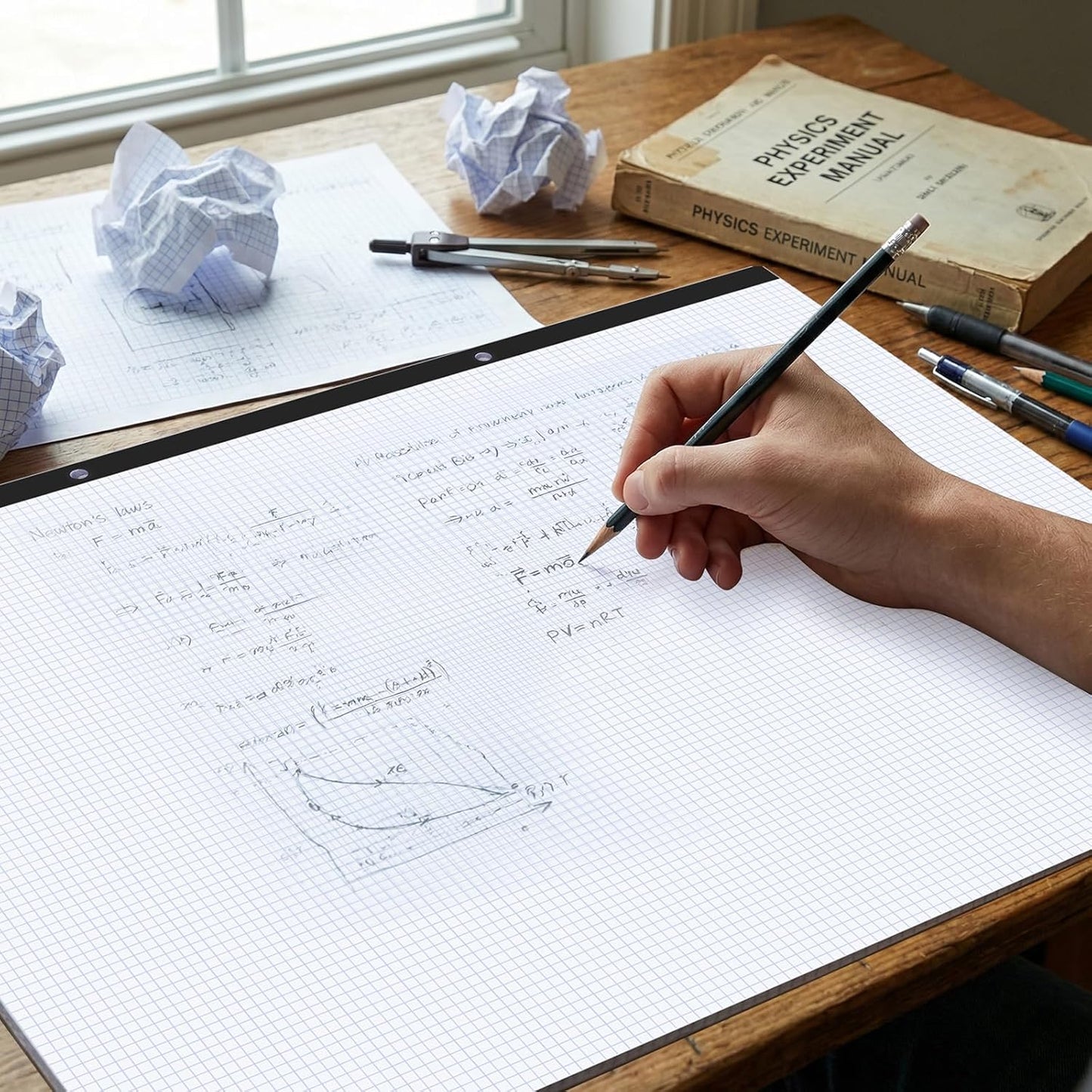 BESARME Large Engineering Graph Paper 22" x 17", 100 Sheets/200 Pages Large Graph Paper Pad Engineering Papers Drafting Papers for Engineer Architect Designer Mathematician Draftsman